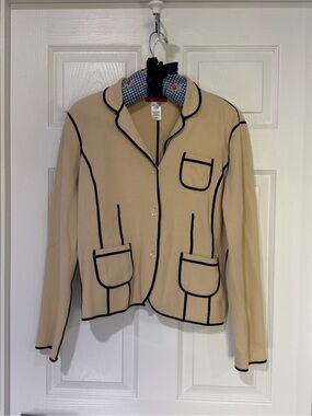 Anne Klein Beige Blazer with Black Trim